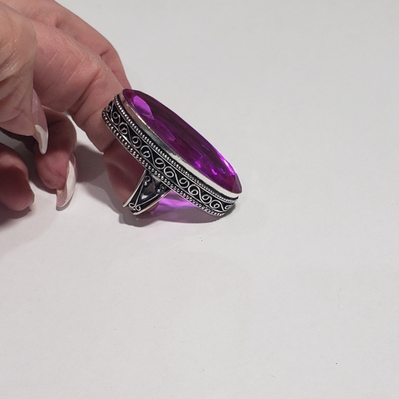 Rubellite ring, 925 silver pink rubellite vintage ring - Picture 6 of 12